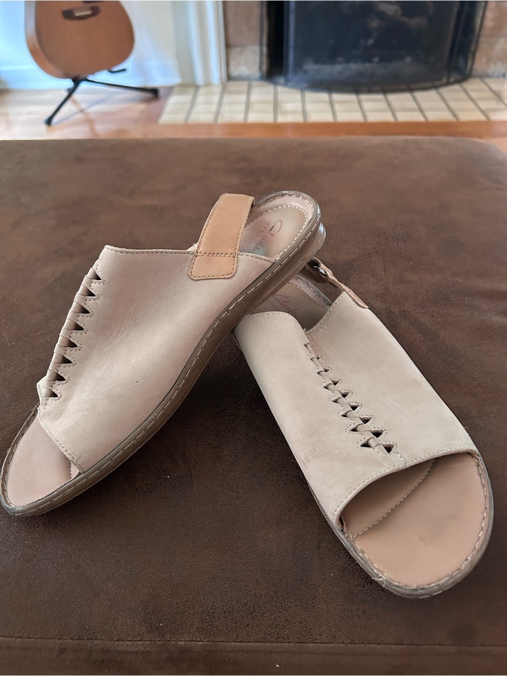 Clarks Women's Taupe Open-Toe Slip-On Sandals